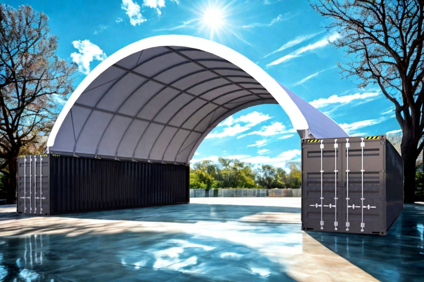 40ftx40ft (12mx12m) Shipping Container Dome Shelter